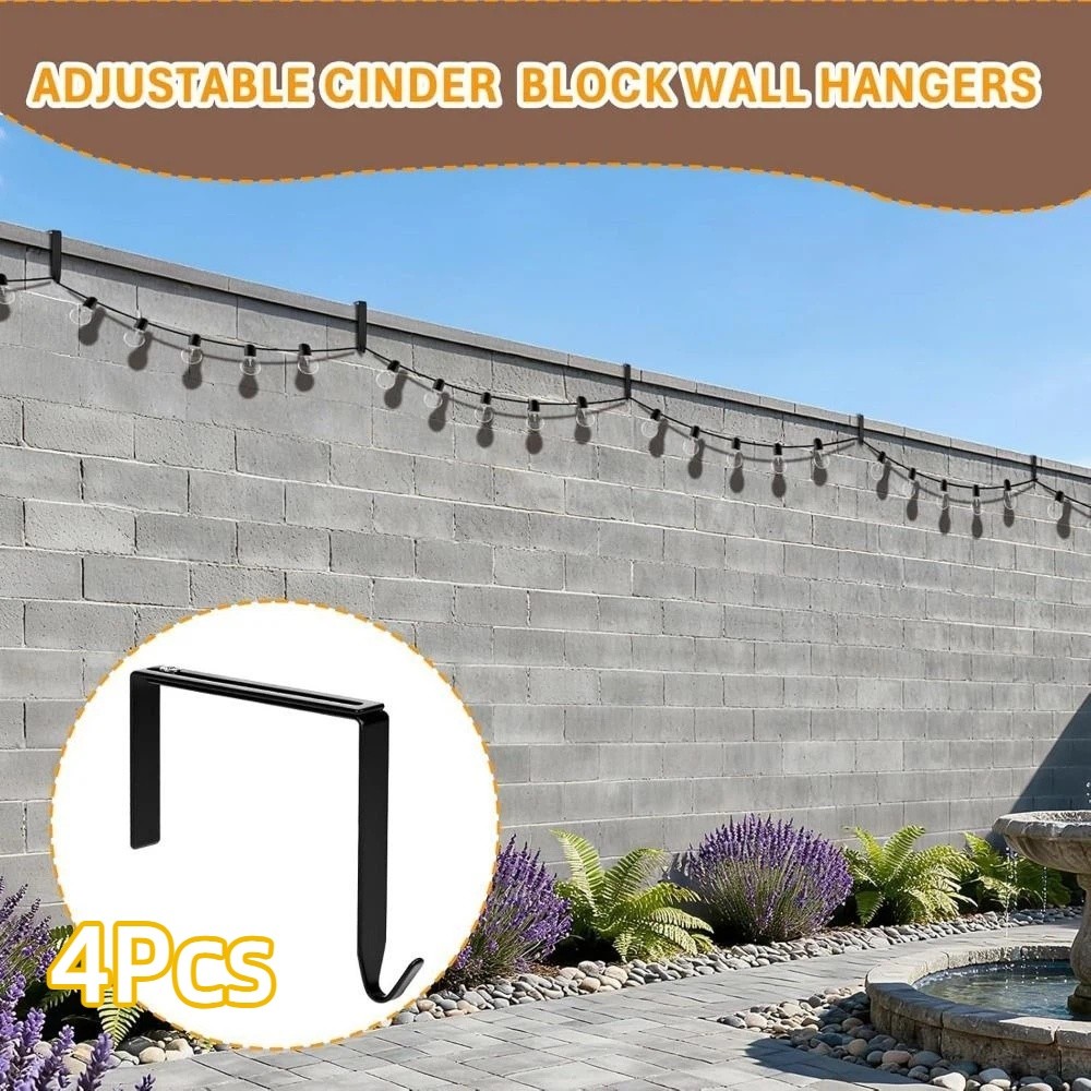 Outdoor Lighting Black - 4 piezas de ganchos ajustables para