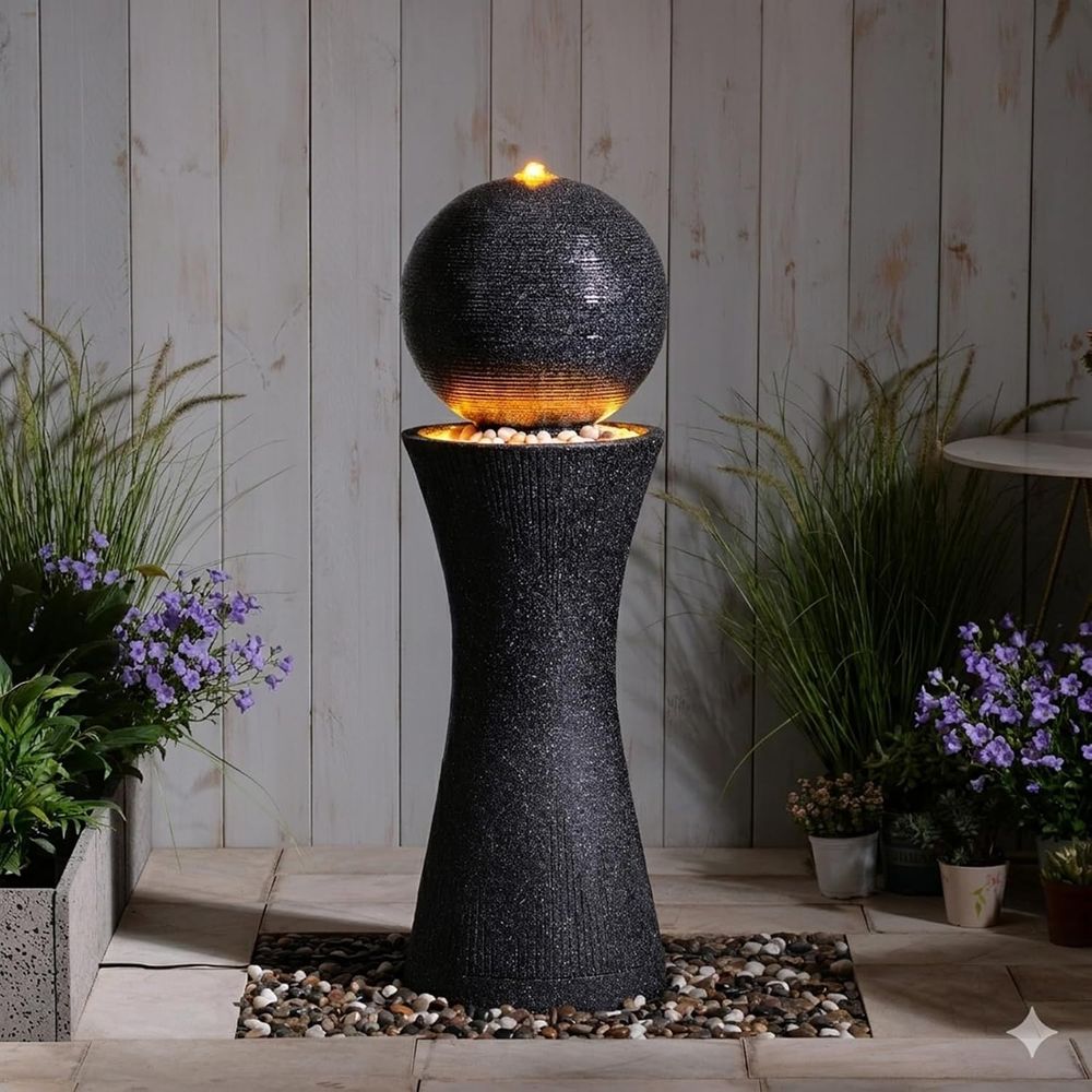 Outdoor Lighting Black - Fuente de agua esférica para exteriores