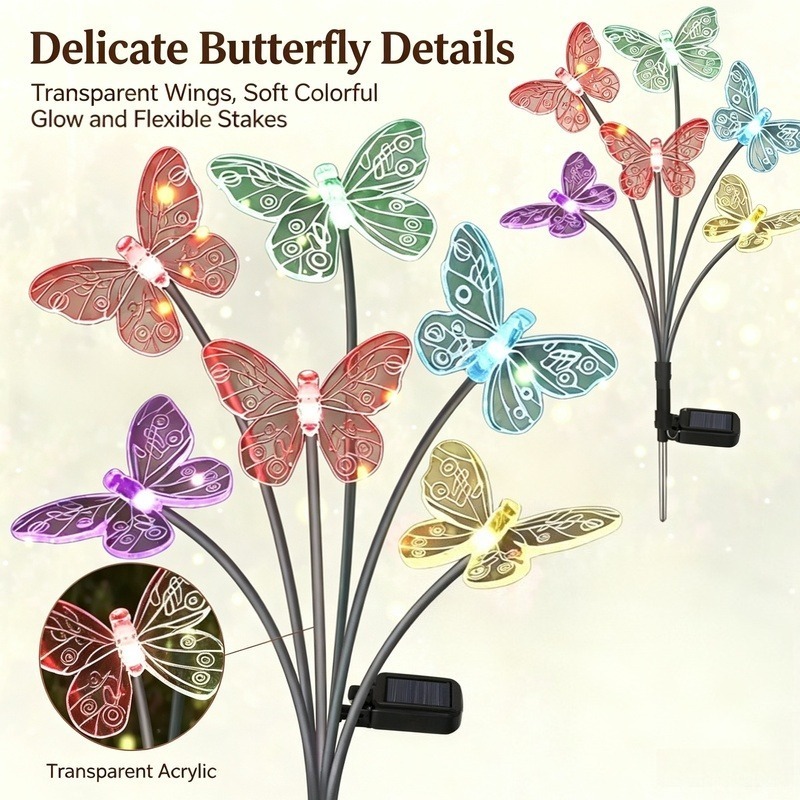 Outdoor Lighting Waterproof - Luces de Mariposa con Energía Solar,