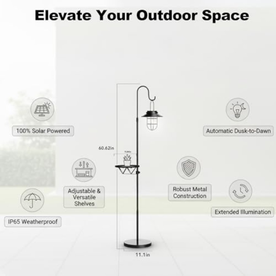 Lámpara Solar de Pie con Mesa, - Outdoor Lighting Waterproof reseña y precio