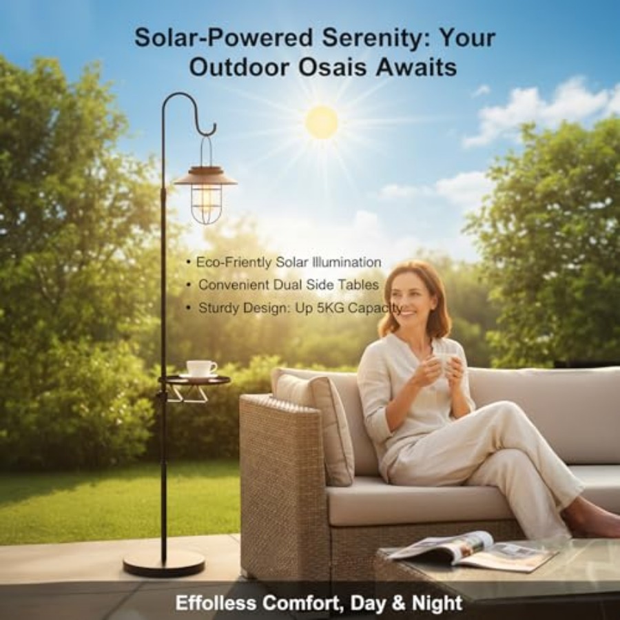 Lámpara Solar de Pie con Mesa, - Outdoor Lighting Waterproof reseña y precio