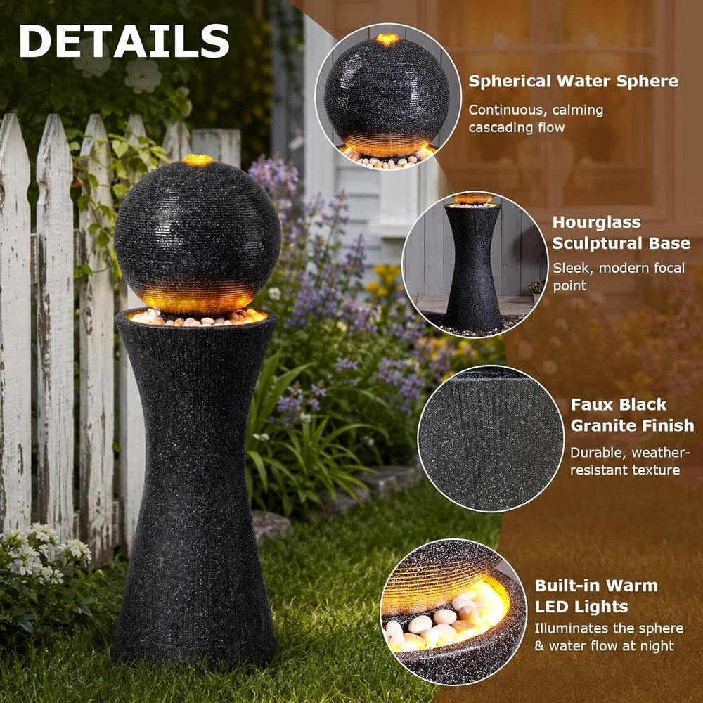 Fuente de agua esférica para e - Outdoor Lighting Black reseña y precio