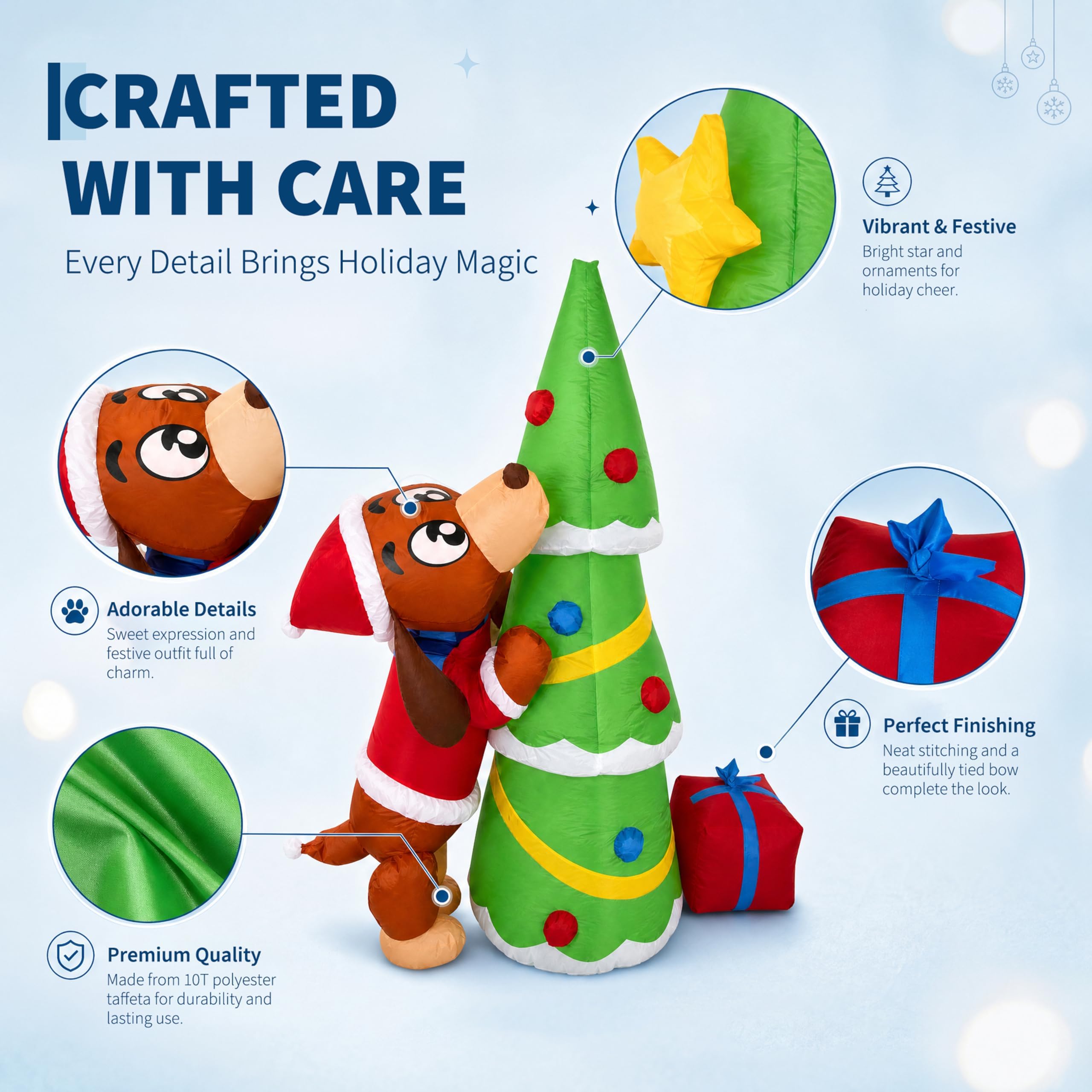 Perro navideño inflable gigant - Outdoor Lighting Effects reseña y precio